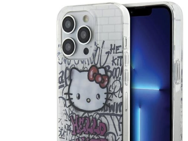 Sourcing Hello Kitty HKHCP14XHDGPHT iPhone 14 Pro Max 6.7" vit/vit hårt skal IML Kitty On Bricks Graffiti