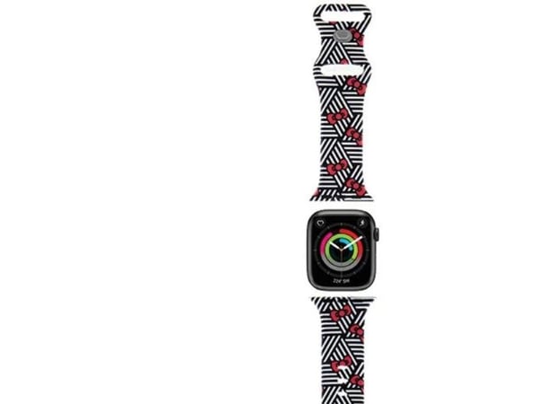 Hello Kitty reim til Apple Watch 38/40/41mm svart/svart silikon med sløyfer og striper