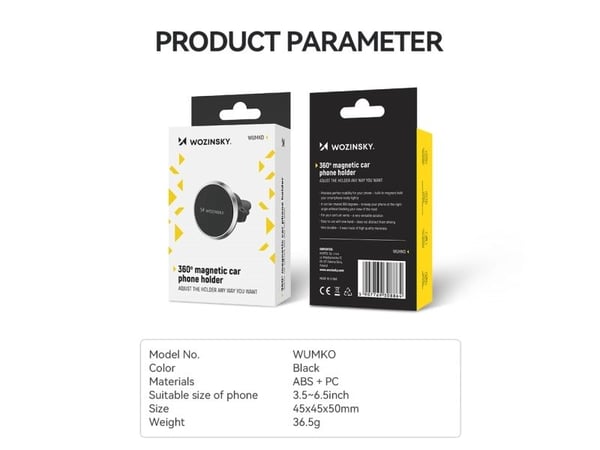 Wozinsky magnetisk telefonholder for bilens ventilasjonsgitter - svart