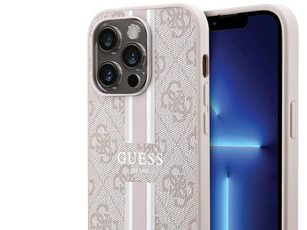 Guess hette til iPhone 15 Pro Max 6,7" GUHMP15LP4RPSP HC MAGSAFE 4G PRINTED STRIPES rosa