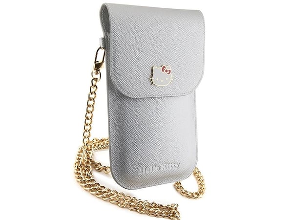 Hello Kitty håndveske HKOWBPGHDLMS sølv/sølv i skinn med metalllogo og kjede
