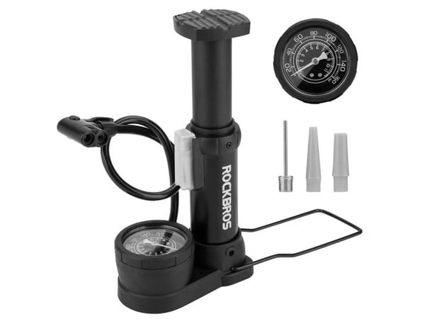 RockBros universell sykkel-pumpe gulvmodell med manometer - svart