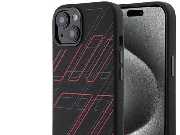 AMG silikonveske med stort rombemønster og MagSafe til iPhone 15/14/13 - Svart