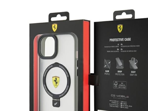 Ferrari ringstativ MagSafe-deksel fra 2023-serien for iPhone 15 Plus / 14 Plus - transparent