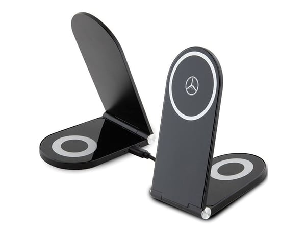 Mercedes sammenleggbar induktiv lader 2-i-1 MEMFBGSLK 15W svart/black Silver Star MagSafe