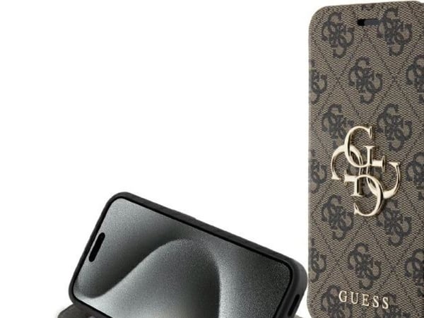 Guess 4G metallogoskalfodral till iPhone 15 Pro - brun