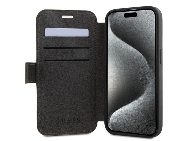 Guess 4G metallogoskalfodral till iPhone 15 Pro - brun