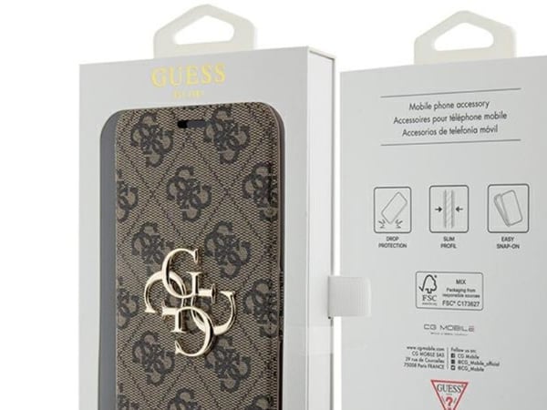 Guess 4G metallogoskalfodral till iPhone 15 Pro - brun