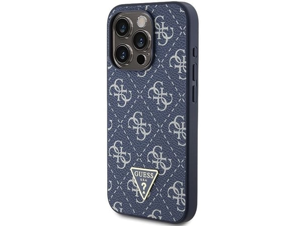 Guess 4G Triangle Metal Logo Case for iPhone 15 Pro - blue