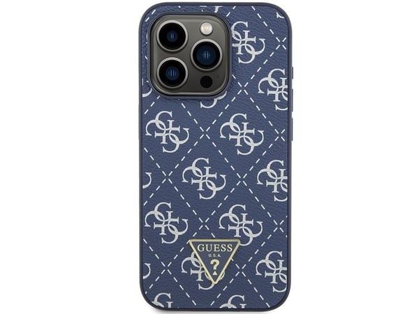 Guess 4G Triangle Metal Logo Case for iPhone 15 Pro - blue