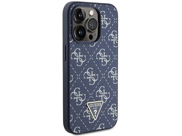 Guess 4G Triangle Metal Logo Case for iPhone 15 Pro - blue