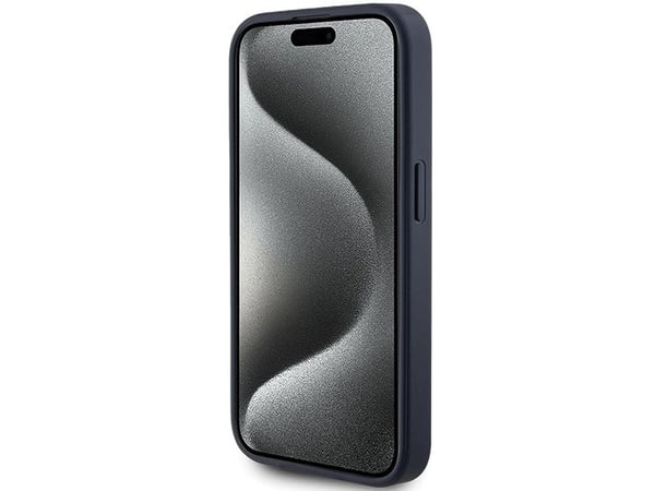 Guess 4G Triangle Metal Logo Case for iPhone 15 Pro - blue