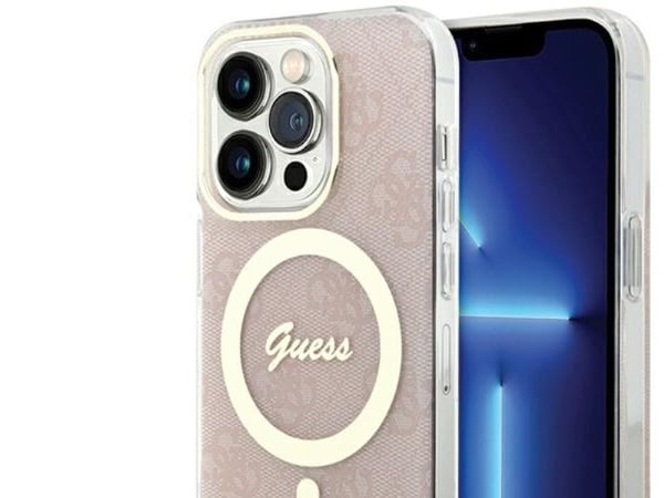 Guess IML 4G MagSafe-deksel for iPhone 15 Pro - rosa