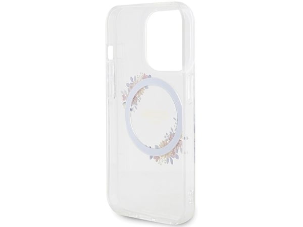 Guess IML Flowers Wreatch MagSafe-deksel for iPhone 15 Pro - transparent
