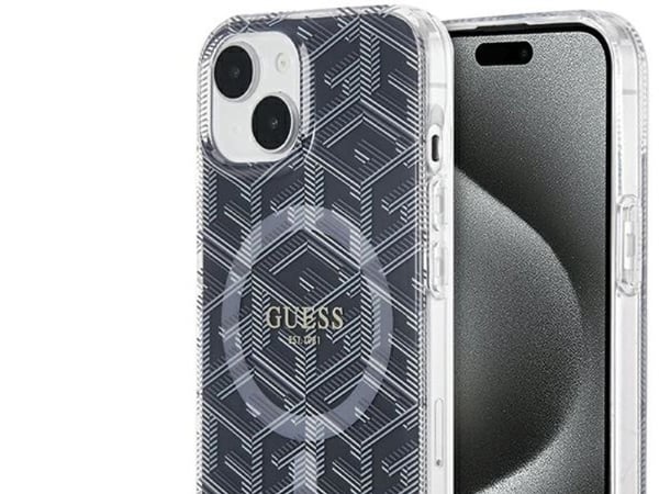 Guess IML GCube MagSafe-deksel til iPhone 15 / 14 / 13 - svart