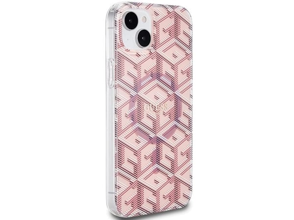 Guess Guess GUHMP15SHGCUSTGP iPhone 15 / 14 / 13 6.1" vaaleanpunainen / vaaleanpunainen IML kovakotelo GCube MagSafe