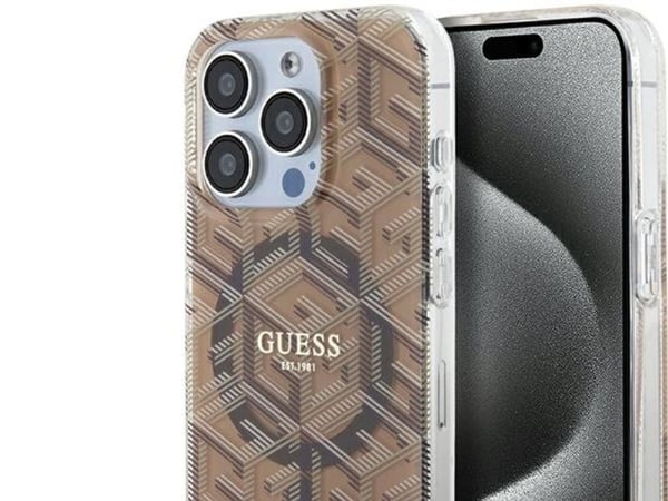 Guess IML GCube MagSafe-etui for iPhone 15 Pro Max - brun