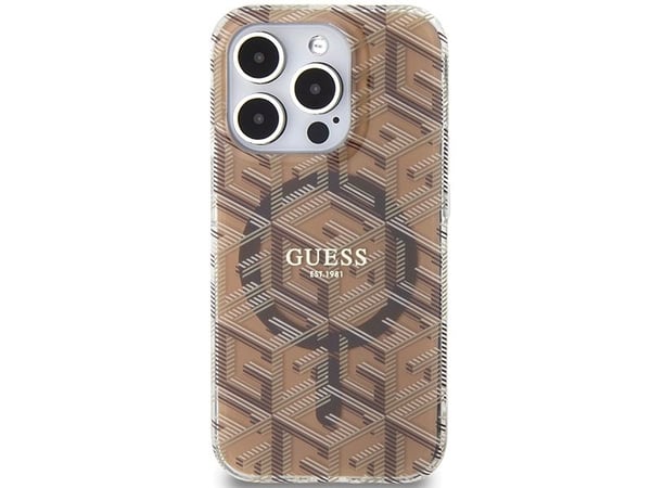 Guess IML GCube MagSafe-etui for iPhone 15 Pro Max - brun