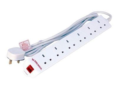 Microconnect MC-UKSURGESTRIP6-2M, 2 m, Sisätila, Tyyppi G (BS 1363, Tyyppi G, 1,25 mm², Valkoinen