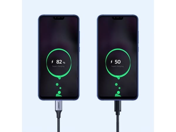 USB til USB-C-kabel QC3.0 UGREEN 0,5m med aluminiumsplugg (svart)