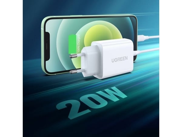 Ugreen - Strømadapter - 18 watt - PD 3.0, QC 4.0 (24 pin USB-C) - hvit - Europa