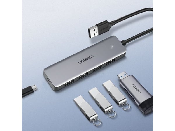 Ugreen hub-adapter 4-i-1 USB-C til 4× USB 3.0 + USB-C grå (64260)