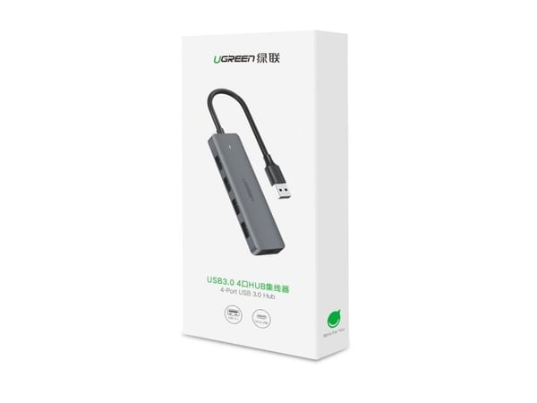 Ugreen hub-adapter 4-i-1 USB-C til 4× USB 3.0 + USB-C grå (64260)