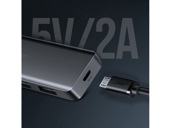 Ugreen hub-adapter 4-i-1 USB-C til 4× USB 3.0 + USB-C grå (64260)