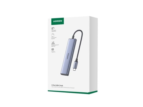 Adapteri HUB UGREEN CM473 USB-C, jossa 2x USB-A, 2x USB-C (vahingoittunut pakkaus)