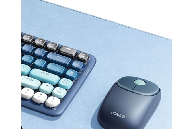 Ugreen Fun +, Ambidekstriøs, RF trådløs + Bluetooth, 4000 DPI, Blå