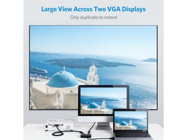 UGREEN 40254 VGA til 2 x VGA-videofordeler - 1 m (svart)