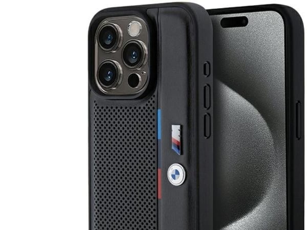 BMW perforerad tricolor line-skal till iPhone 15 Pro - svart