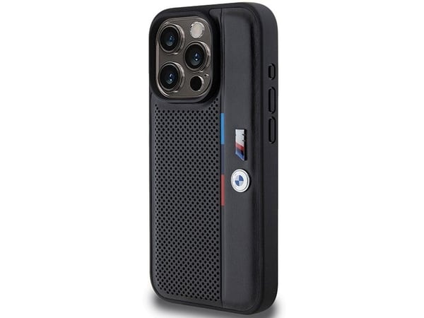 BMW perforerad tricolor line-skal till iPhone 15 Pro - svart