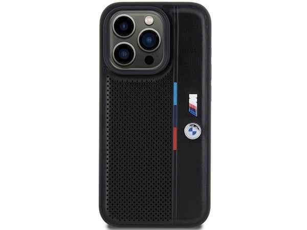 BMW perforerad tricolor line-skal till iPhone 15 Pro - svart