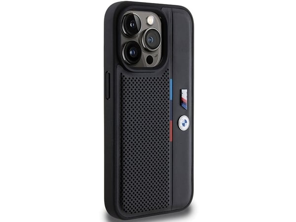 BMW perforerad tricolor line-skal till iPhone 15 Pro - svart