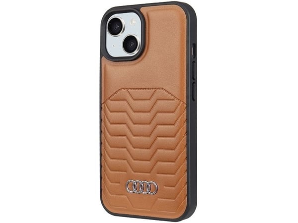 Audi Synthetic Leather MagSafe iPhone 15 Plus / 14 Plus 6.7" brown/brown hardcase AU-TPUPCMIP15M-GT/D3-BN