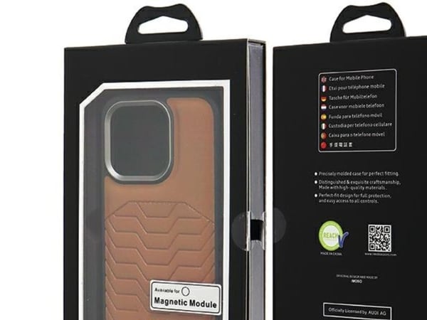 Audi Synthetic Leather MagSafe iPhone 15 Pro 6.1" brown/brown hardcase AU-TPUPCMIP15P-GT/D3-BN