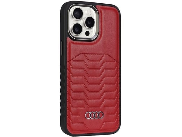 Audi Synthetic Leather MagSafe iPhone 15 Pro 6.1" red/red hardcase AU-TPUPCMIP15P-GT/D3-RD