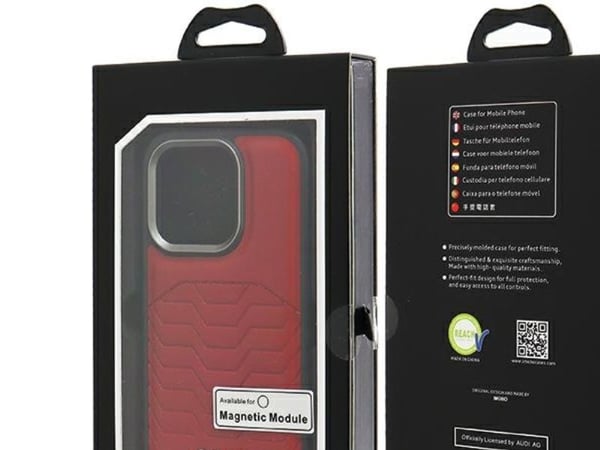 Audi Synthetic Leather MagSafe iPhone 15 Pro 6.1" red/red hardcase AU-TPUPCMIP15P-GT/D3-RD