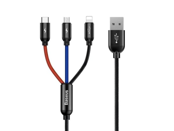 Baseus CAMLT-ASY01, 0,3 m, USB A, USB C/Micro USB A/Lightning, Musta