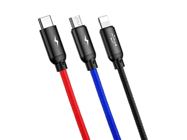 Baseus CAMLT-ASY01, 0,3 m, USB A, USB C/Micro USB A/Lightning, Musta