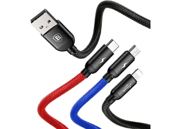 Baseus CAMLT-ASY01, 0,3 m, USB A, USB C/Micro USB A/Lightning, Musta