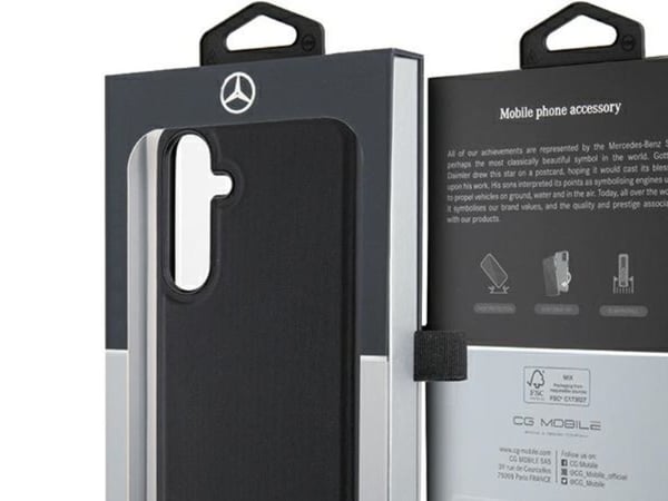 Mercedes Benz Samsung Galaxy S24 Plus Mercedes Nahkakotelo Teksturoitu &amp; Plain MagSafe (MEHMS24M23RBARK) musta