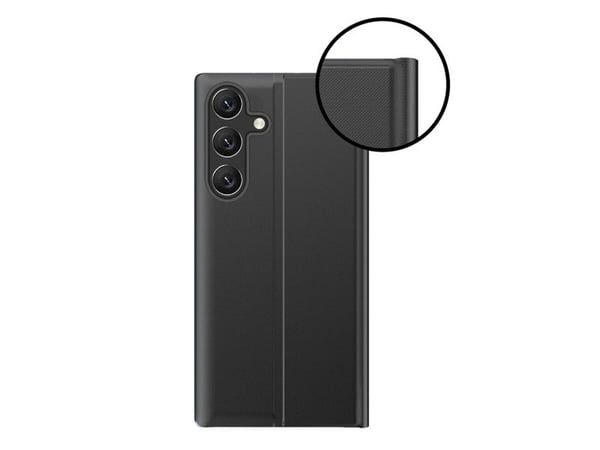 Ny Sleep View-deksel med klaff og stativ for Samsung Galaxy A35 - svart