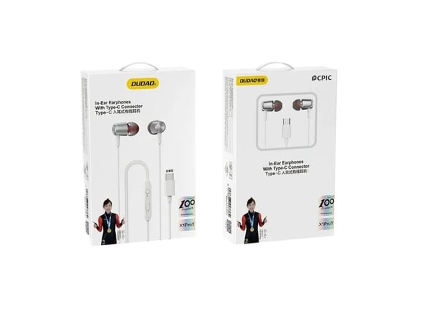 Dudao in-ear hodetelefoner X1PROT kablet USB-C 1,2 m (hvit)
