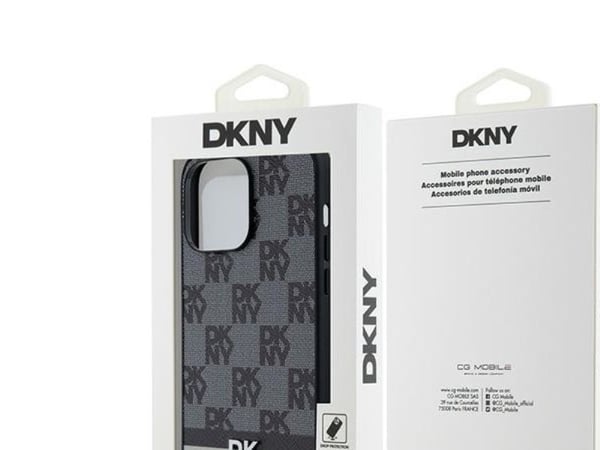 DKNY DKNY DKHCP14XPCPTSSK iPhone 14 Pro Max 6.7" czarny/black hardcase Leather Checkered Mono Pattern & Printed Stripes