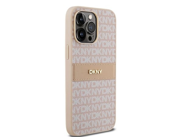 DKNY DKNY DKHCP14XPRTHSLP iPhone 14 Pro Max 6.7" rózowy/pink hardcase Leather Mono Stripe & Metal Logo