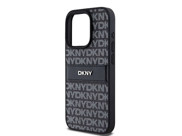 DKNY DKNY DKHCP15LPRTHSLK iPhone 15 Pro 6.1" czarny/black hardcase Leather Mono Stripe & Metal Logo