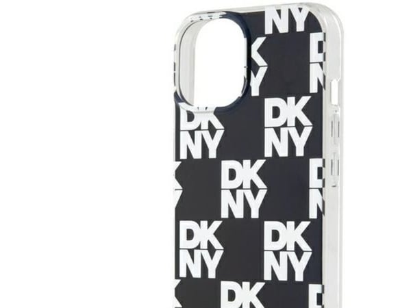 DKNY IML rutig mono-mönsterskal för iPhone 15 Plus / 14 Plus - svart