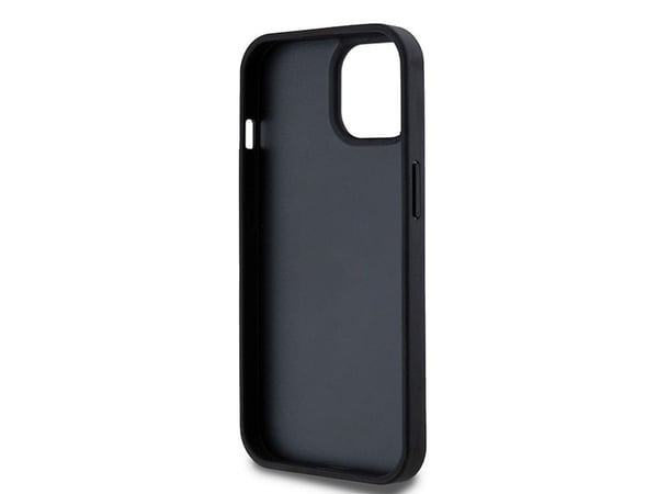 DKNY läderrutigt mono-mönster & tryckta ränder-skal till iPhone 15 Plus / 14 Plus - svart